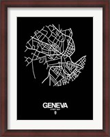 Framed Geneva Street Map Black