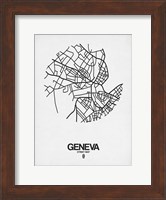 Framed Geneva Street Map White