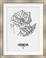 Framed Geneva Street Map White