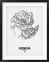 Framed Geneva Street Map White