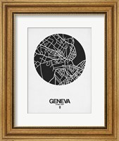 Framed Geneva Street Map Black on White