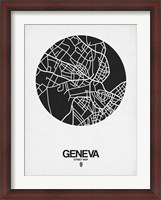 Framed Geneva Street Map Black on White