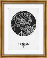 Framed Geneva Street Map Black on White