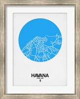 Framed Havana Street Map Blue