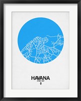 Framed Havana Street Map Blue