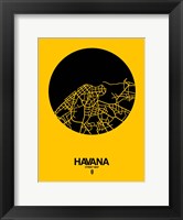 Framed Havana Street Map Yellow