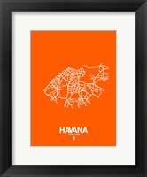Framed Havana Street Map Orange