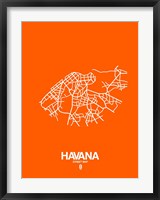 Framed Havana Street Map Orange