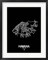 Framed Havana Street Map Black