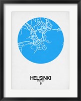 Framed Helsinki Street Map Blue