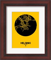 Framed Helsinki Street Map Yellow
