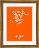 Framed Helsinki Street Map Orange