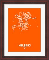 Framed Helsinki Street Map Orange