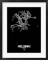 Framed Helsinki Street Map Black