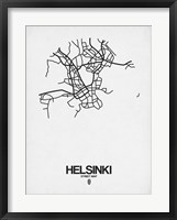 Framed Helsinki Street Map White