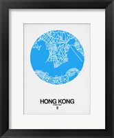 Framed Hong Kong Street Map Blue