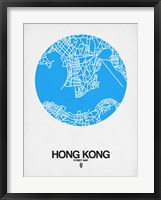 Framed Hong Kong Street Map Blue
