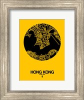 Framed Hong Kong Street Map Yellow