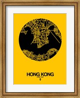 Framed Hong Kong Street Map Yellow