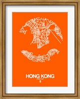 Framed Hong Kong Street Map Orange