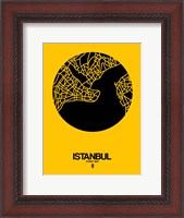 Framed Istanbul Street Map Yellow