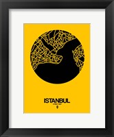 Framed Istanbul Street Map Yellow