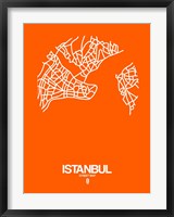 Framed Istanbul Street Map Orange