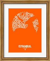 Framed Istanbul Street Map Orange