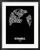 Framed Istanbul Street Map Black