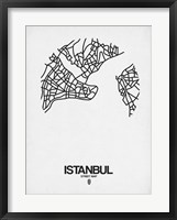 Framed Istanbul Street Map White