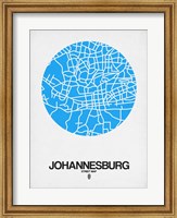 Framed Johannesburg Street Map Blue