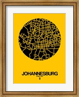 Framed Johannesburg Street Map Yellow