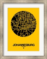 Framed Johannesburg Street Map Yellow