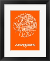Framed Johannesburg Street Map Orange