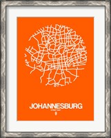 Framed Johannesburg Street Map Orange