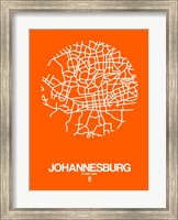 Framed Johannesburg Street Map Orange