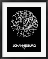 Framed Johannesburg Street Map Black
