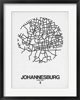 Framed Johannesburg Street Map White