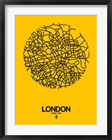 Framed London Street Map Yellow