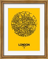 Framed London Street Map Yellow