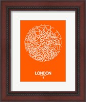 Framed London Street Map Orange