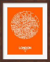 Framed London Street Map Orange