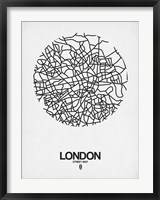 Framed London Street Map White