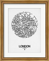 Framed London Street Map White