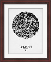 Framed London Street Map Black on White