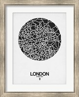Framed London Street Map Black on White