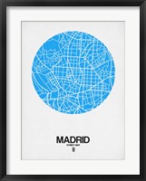 Framed Madrid Street Map Blue