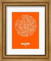 Framed Madrid Street Map Orange