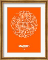 Framed Madrid Street Map Orange