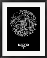 Framed Madrid Street Map Black